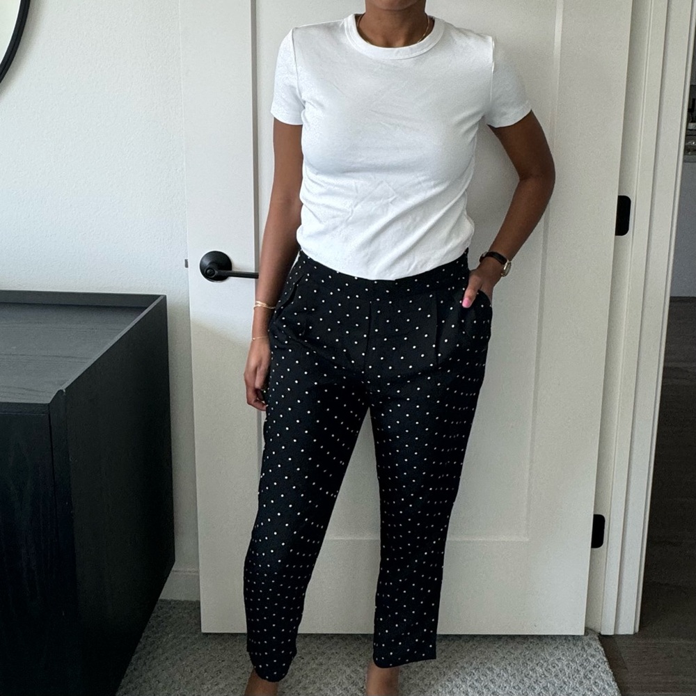 NWOT Cynthia Rowley Women's Black Polka Dot Workwear Joggers Size 8